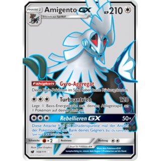 Amigento GX 108/111 FULL ART Aufziehen der Sturmröte Pokémon Sammelkarte Deutsch