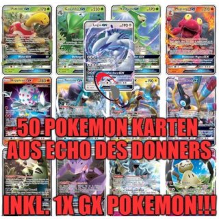 50 Pokemon Karten aus Echo des Donners inkl. 1 GX Pokemon