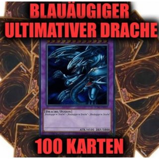 Blauäugiger Ultimativer Drache (Secret) + 100 Karten Sammlung, Yugioh Sparangebot!