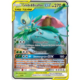 Celebi & Bisaflor GX Tag Team 1/181 Pokémon Teams sind Trumpf Sammelkarte - Deutsch
