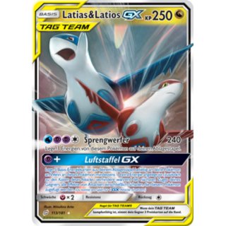 Latias & Latios GX Tag Team 113/181 Teams sind Trumpf Pokémon Sammelkarte Deutsch