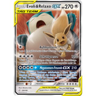 Evoli & Relaxo GX Tag Team 120/181 Teams sind Trumpf Pokémon Sammelkarte Deutsch