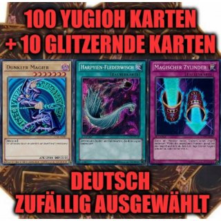 100 Deutsche Yugioh Karten + 10 Glitzernde Karten (zufällig ausgewählt)