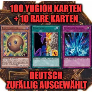 100 Deutsche Yugioh Karten + 10 Rare Karten (zufällig ausgewählt)