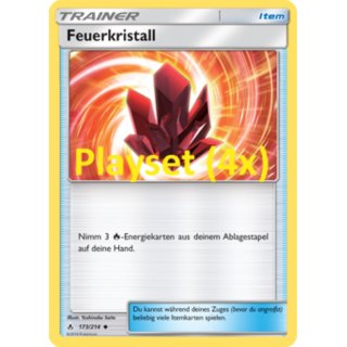 Feuerkristall 173/214 Playset (4X) Pokémon Sonne & Mond Kräfte im Einklang Sammelkarte - Deutsch