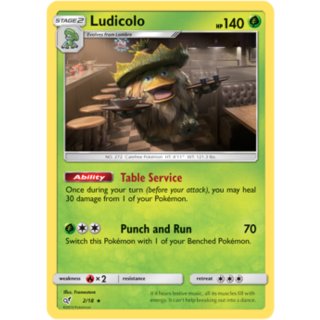 Ludicolo 2/18 Rare Holo Pokémon Sonne & Mond Detective Pikachu Sammelkarte - Englisch