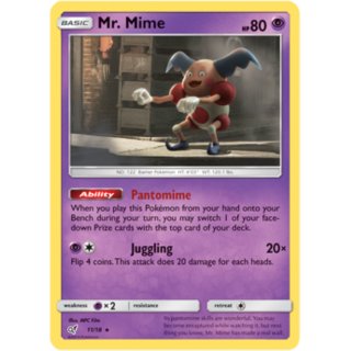 Mr. Mime 11/18 Rare Holo Pokémon Sun & Moon Detective Pikachu Trading Card - Englisch