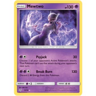 Mewtwo 12/18 Ultra Rare Holo Pokémon Sun & Moon Detective Pikachu Trading Card - Englisch - Cardicuno