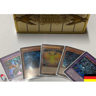 5 zufällige gllitzernde Monsterkarten + Goldene Sarcophagus Tin Box!