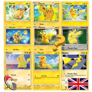 10 Pikachu Cards incl. 1 Foil (randomly chosen- Pokemon - English - Cardicuno