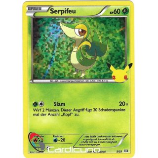 Serpifeu 5/25 Holo 25-Jahre Pokémon Sammelkarte - Deutsch - Cardicuno