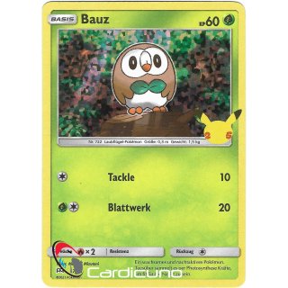 Bauz 7/25 Holo 25-Jahre Pokémon Promo Deutsch Sammelkarte Cardicuno