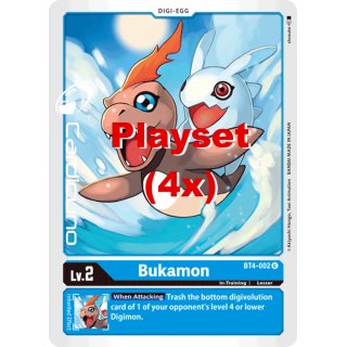 Bukamon BT4-002 U Playset (4x) EN Digimon BT4 Great Legend Sammelkarte