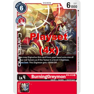 BurningGreymon BT4-013 U Playset (4x) EN Digimon BT4 Great Legend Sammelkarte