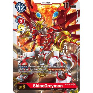 ShineGreymon BT4-020 R Rare EN Digimon BT4 Great Legend Sammelkarte