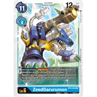 ZeedGarurumon BT4-033 R Rare EN Digimon BT4 Great Legend Sammelkarte