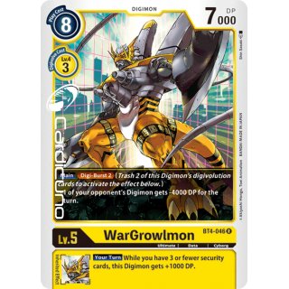 WarGrowlmon BT4-046 R Rare EN Digimon BT4 Great Legend Sammelkarte