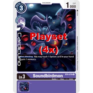 Soundbirdmon BT4-078 U Playset (4x) EN Digimon BT4 Great Legend Sammelkarte