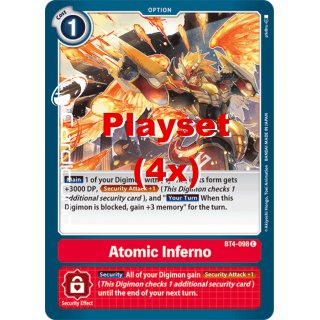 Atomic Inferno BT4-098 C Playset (4x) EN Digimon BT4 Great Legend Sammelkarte