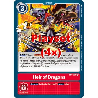 Heir of Dragons BT4-099 U Playset (4x) EN Digimon BT4 Great Legend Sammelkarte