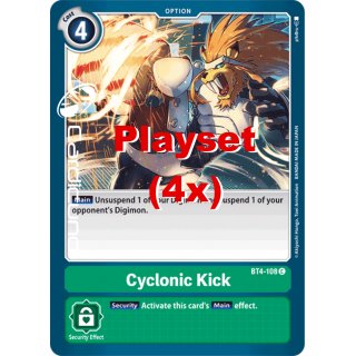 Cyclonic Kick BT4-108 C Playset (4x) EN Digimon BT4 Great Legend Sammelkarte