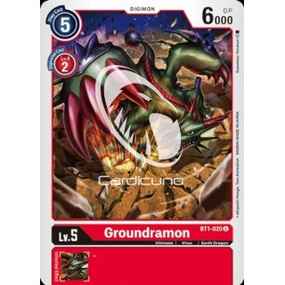 Groundramon BT1-020 Playset (4x) EN Digimon Karte Rot