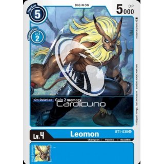 Leomon BT1-035 Playset (4x) EN Digimon Karte Blau