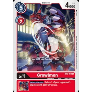 Growlmon BT2-013 Playset (4x) EN Digimon Karte Rot