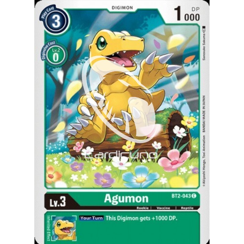 Agumon BT2-043 Playset (4x) EN Digimon Karte Grün, 1,00