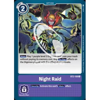 Night Raid BT2-108 Playset (4x) EN Digimon Karte Lila