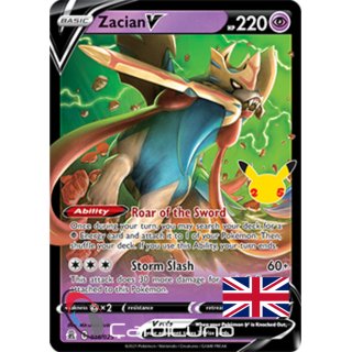 Zacian V 016/025 Celebrations Pokémon Promo Englisch Sammelkarte