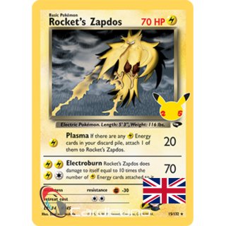 Rockets Zapdos 15/132 Holo Celebrations Pokémon Sammelkarte Englisch