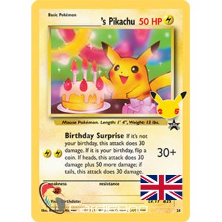 Birthday Pikachu 24 Holo Celebrations Pokémon | Geburtstags Pikachu Englisch