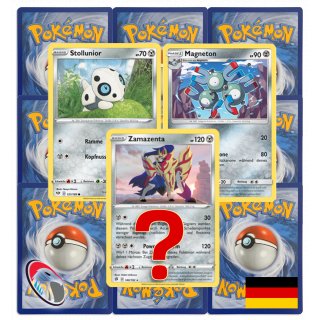 10 Metall Pokemonkarten wie EIN Booster inkl. seltene Rare Stern Karte (zufällig ausgewählt) - Deutsch