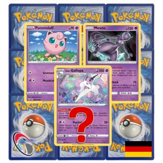 10 Psycho Pokemonkarten wie EIN Booster inkl. seltene Rare Stern Karte (zufällig ausgewählt) - Deutsch