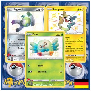 10 deutsche Pokemon Karten wie EIN Booster inkl. 1 Baby Shiny Pokemon & Stern Karte (zufällig ausgewählt)