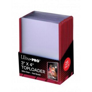 Toploader - 3 x 4 Red Border (25 pieces)
