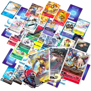 50 Digimon Karten inkl.1 Super Rare Karte & 4 Rares (zufällig ausgewählt) EN