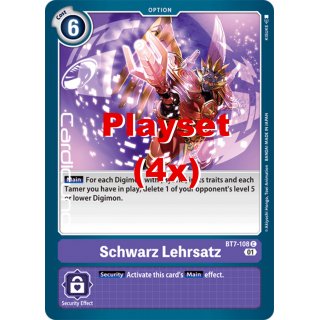 Schwarz Lehrsatz BT7-108 Playset (4x) EN Digimon Next Adventure Sammelkarte