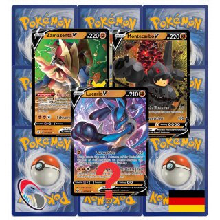 10 Kampf Pokemonkarten wie EIN Booster + seltene Kampf V Karte (zufällig ausgewählt) - Deutsch