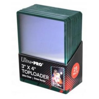 Toploader - 3 x 4 Green Border (25 pieces)
