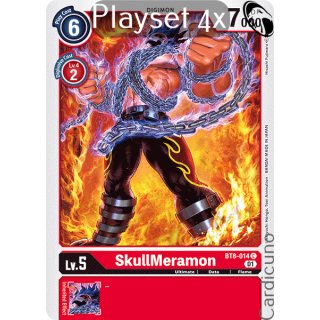 SkullMeramon  BT8-014 playset (4x) EN New Awakening Digimon Sammelkarte