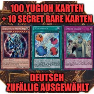 100 Deutsche Yugioh Karten + 10 Secret Rare Karten (zufällig ausgewählt)