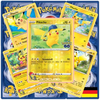 5 verschiedene Pikachu Karten wie EIN Booster inkl. 1 Reverse Holo (zufällig ausgewählt) Deutsch