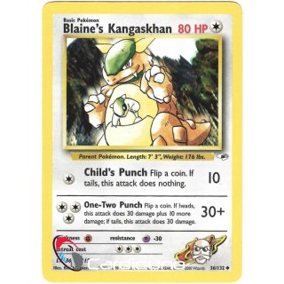 Blaines Kangaskhan 36/132  Gym Heroes Pokémon Trading Card English