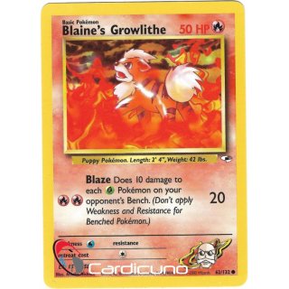 Blaines Growlithe 62/132  Gym Heroes Pokémon Trading Card English