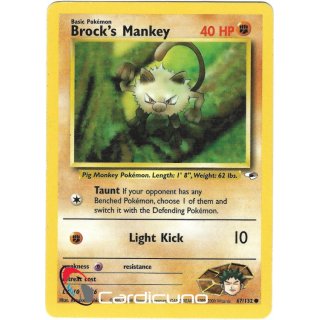 Brocks Mankey 67/132  Gym Heroes Pokémon Trading Card English