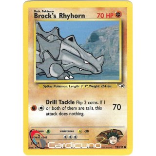 Brocks Rhyhorn 70/132  Gym Heroes Pokémon Trading Card English