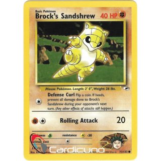 Brocks Sandshrew 71/132  Gym Heroes Pokémon Trading Card English