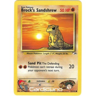 Brocks Sandshrew 72/132  Gym Heroes Pokémon Trading Card English